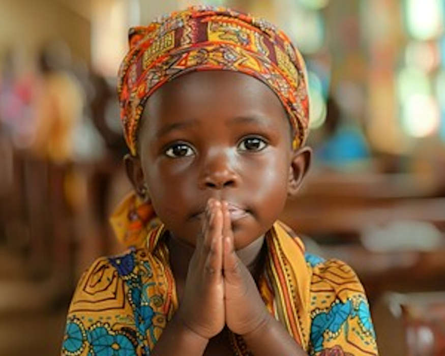 African girl praying